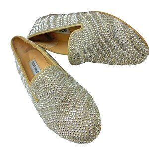 Steve Madden Concord Gray Rhinestone Slip On Glam Flats‎